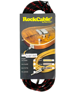 Cabo de Instrumento RockCable Reto TS (6.3 mm / 1/4"), 3 m / 9.8 ft - RCL 30203TCC/B - PRETO TWEED