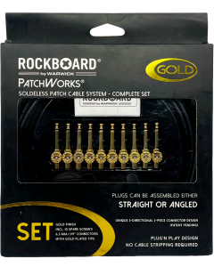 Conjunto de Cabos Patch sem solda PatchWorks RockBoard, Cabo de 300 cm / 118 7/64" + 10 plugues - RBOCABPWSETGD  - DOURADO