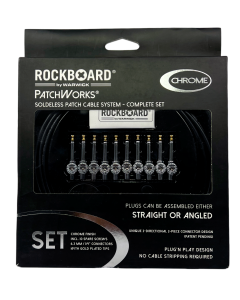 Conjunto de Cabos Patch sem solda PatchWorks RockBoard, Cabo de 300 cm / 118 7/64" + 10 plugues - RBOCABPWSETCR  - CROMADO