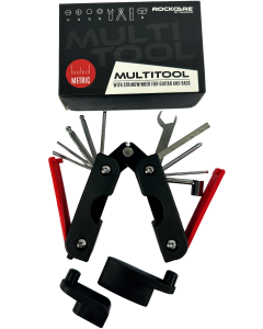 Conjunto de ferramentas 13 em 1 com enrolador de cordas para guitarra e baixo RockCare - MultiTool (métrico / vermelho) - RB MTOOL M